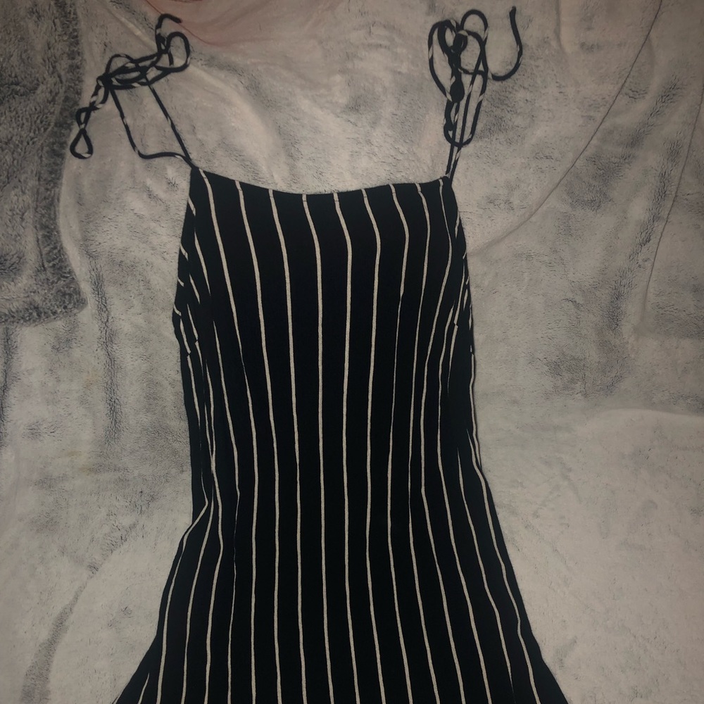 Navy Blue and White Striped Dress
